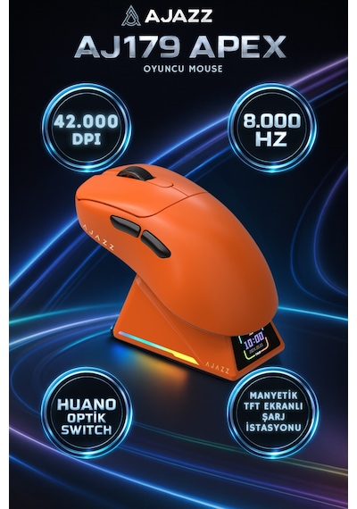 Aj179 Apex 8.000 Hz-30.000 Dpı, Huano Optik Switch-rgb Manyetik Ekranlı Şarj Doku Diğer
