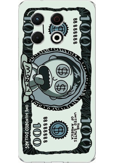 Tecno Spark 30 Pro Uyumlu Morty Dolar Baskılı Silikon Kılıf Renkli
