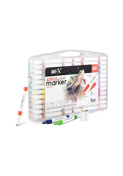 Art-x Akrilik Marker Çift Tarafli Profesyonel Kalem Seti 48 Renk 18053
