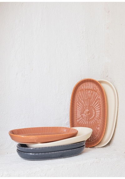 The Mia Noon Oval Servis 2li Gri 26 Cm