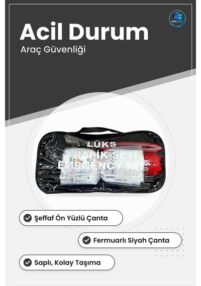 Trafik Acil Durum İlk Yardım Seti Kare Lüks Şeffaf Çantalı Araç G