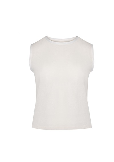 Yargıcı Kolsuz Bisiklet Yaka Tshirt Kırık Beyaz
