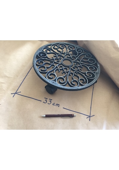Saksı Altlığı Metal Döküm Tekerlekli Saksı Altı