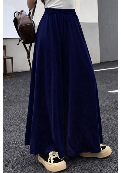 Tarz Cool Kadın 2 İplik Oversize Bol Paça Tasarım Eşofman Altı Yüksek Bel Rahat Model Lacivert