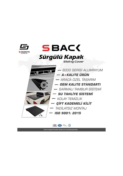 S-dizayn Ssangyong Musso Elektrikli S-back Sürgülü Kapak Siyah V1 2025 Üzeri