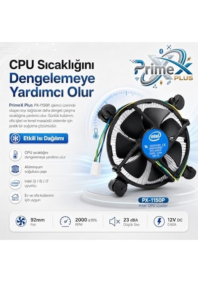 Tr Px-1150p Intel İşlemci Fanı, İ3 İ5 İ7 Uyumlu Cpu Soğutucu Fan, Lga775 1156 1155 1150 1151 1200 1700 Pin İşlemci Diğer