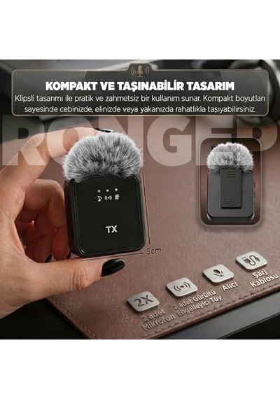 2'li Kablosuz Yaka Mikrofonu Apple Uyumlu, iPhone Uyumlu /android Telefonlar/type-c Girişli Pc'ler İçin Type-c/lightning Giriş 8-10 Saat