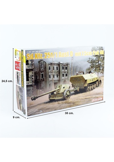 Dragon 6664 1/35 Ölçek, Sd.kfz.251/1 Ausf.d Personel Taşıyıcı Ve 7.5cm Pak 40 Çekili Topu 2 İn 1 Plastik Model Kiti-36568