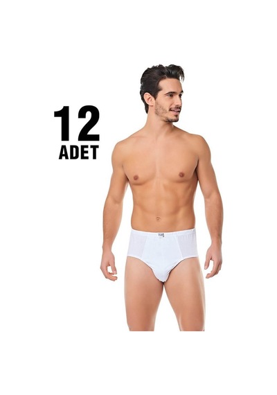 Seher Beyaz Penye Kom Erkek Slip Külot 12'Li Beyaz