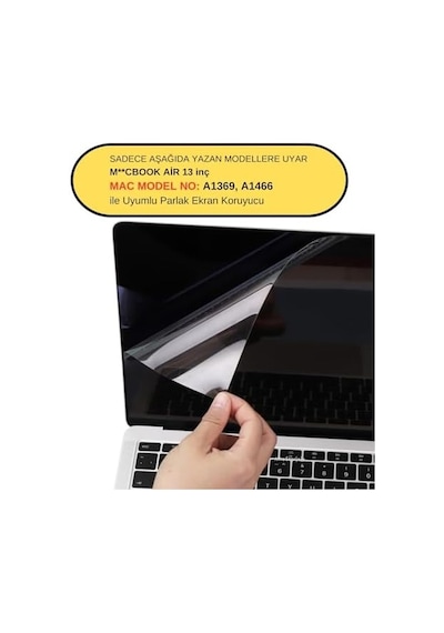 Macbook Air 13 İnç Uyumlu Parlak Şeffaf Ekran Koruyucu Net Görüntü Retina Koruma Usb-a Nesil A1369 A1466 Şeffaf