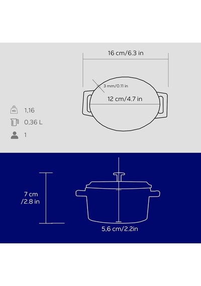 Metal Oval Mini Tencere, Mavi Çok Renkli