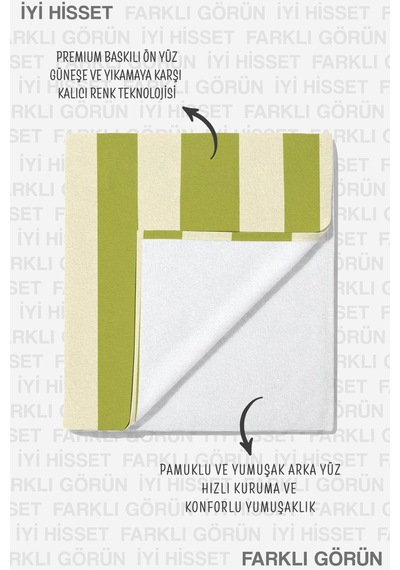 Çizgili Ciao Bella Yeşil Beyaz Plaj Havlusu-modern Minimalist Marine Hızlı Kuruyan Mikrofiber Havlu Çok Renkli