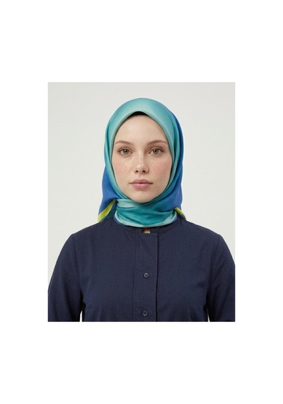 Bushu Degrade Twill Eşarp Degrade Yeşil-mavi