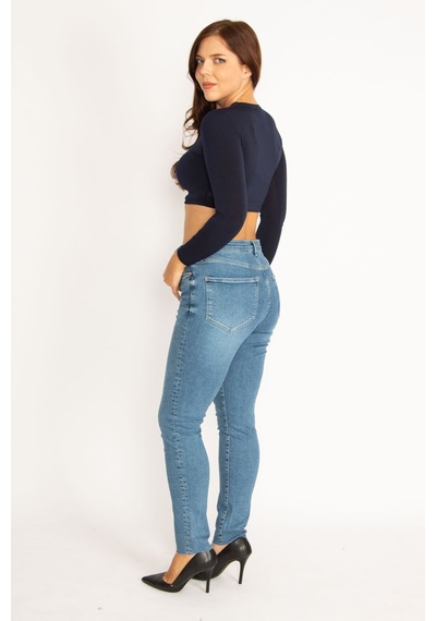 Şans Kadın Mavi 5 Cep Skinny Jean Pantolon 65n34896-mavi Mavi