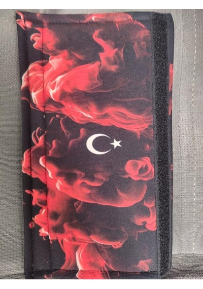 Dijital Baskılı Emniyet Kemeri Pedi, Türk Bayrağı Temalı, 26 Cm, Yumuşak Süngerli, Universal, 2 Adet