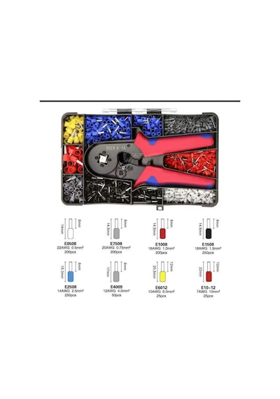 Senbang 1200 Parça Pabuç Sıkma Pensesi Seti 0.25-10 Mm² Kablo Yüksük Pabuç Krimp Pensesi Ferrül Terminal Seti