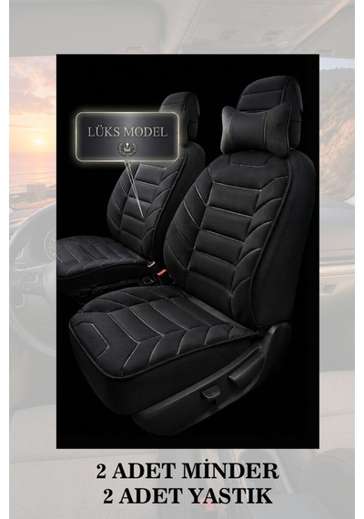 Citron C3 2021 Uyumlu Lüks Siyah Renk Premium 2 Adet Minder Ve Yastık