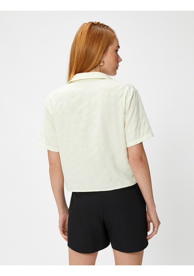 Koton Crop Gömlek Kısa Kollu Cepli Sarı 3sak60227uw Sarı