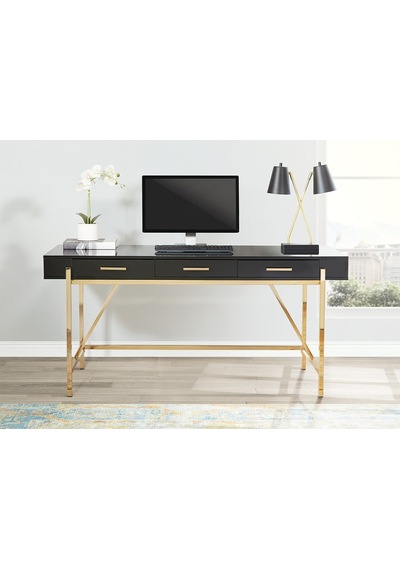 Mandy Gold Metal Siyah Çalışma Masası