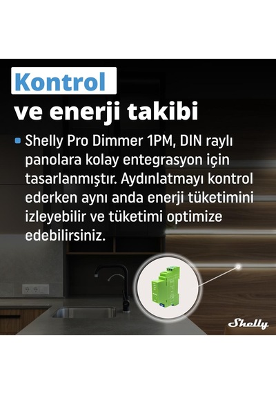 Shelly Pro Dimmer 1pm Dın Ray 1 Kanal Enerji Ölçümlü Akıllı Dimmer