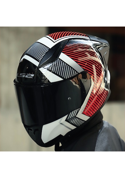 Siyah Cam + Ls2 Rapid 2 Race Extra Kask Beyaz - Kırmızı