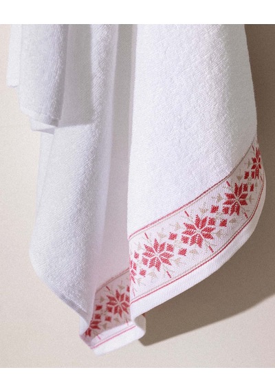 Madame Coco Caresse %100 Pamuk Banyo Havlusu - Beyaz/kırmızı - 70x140 Cm 8684427175118 Çok Renkli