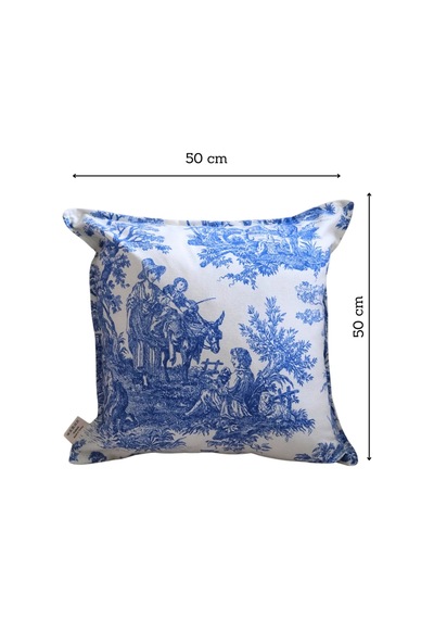 Mavi Kırlent Vintage Desenli 50x50 Dekoratif Yastık Kılıfı Beyaz - Mavi - 702786720 Beyaz - Mavi