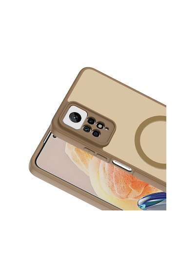 Maks Technology Redmi Note 12 Pro 4g Kılıf M-safe Şarj Özellikli Mkst Babet Kapak - Kahverengi