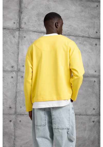 Hiccup Nomarc Regular Kalıp Bisiklet Yaka Sweatshirt Sarı