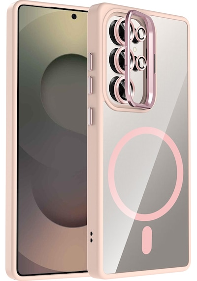Adige Samsung Galaxy Uyumlu S25 Ultra Kılıf Etro Standlı + Kamera Lens Koruyucu Pembe