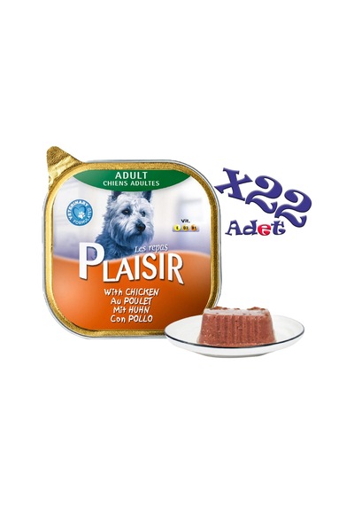 Plaisir Tavuk Etli Pate Konserve Yetişkin Köpek Maması 22 x 150 G