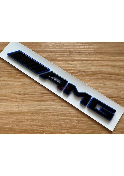 Özel Tasarım Gloss Black Mavi Amg Bagaj Yazısı Mercedes C