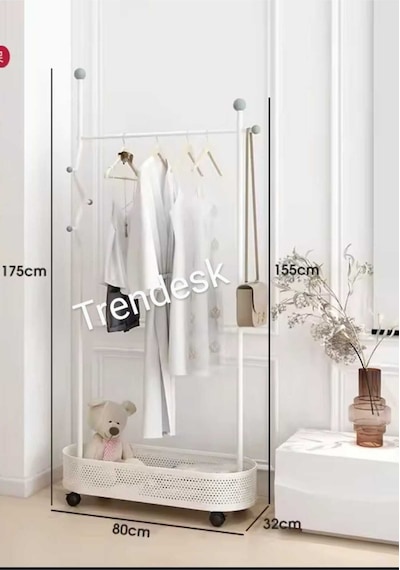 Ayaklı Siyah Konfeksiyon Askısı Metal Elbise Askılığı Oval Sepetli Askılık Tekerlekli 175 Cm 6007 Siyah