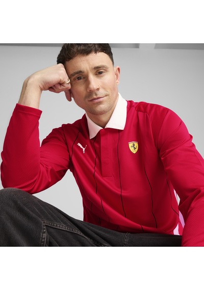 Puma Ferrari Race Jersey Ls Polo Kırmızı Erkek Sweatshirt
