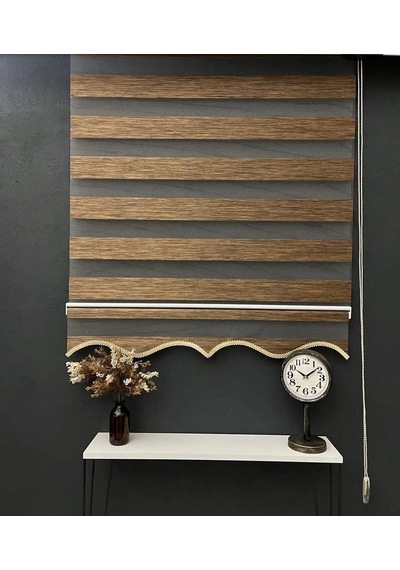 Kahve Bambu Zebra Stor Perde Etek Dilimli