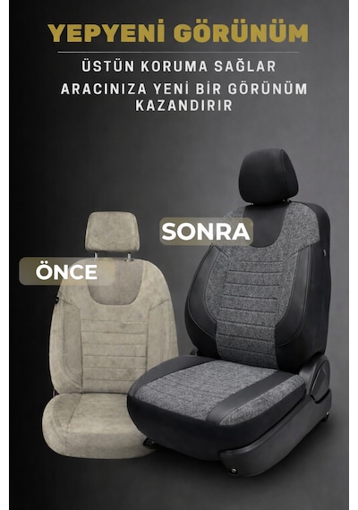 Lifos Hafif Ticari Serisi Koton Kumaş Oto Koltuk Kılıfı Tam Set Berlıngo-caddy-connect-courıer-doblo-dokker-partner Füme