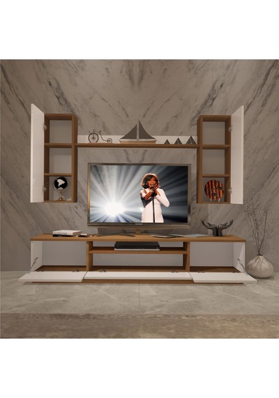 Decoraktiv Trendstyle 5ds Mdf Tv Ünitesi Tv Sehpası Ceviz - Beyaz