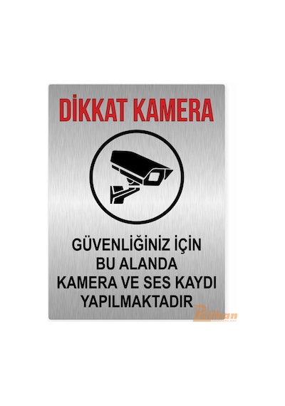 Dikkat Kamera Ve Ses Kaydı Yapılmaktadır Uyarı Levhası 15x20cm Metal