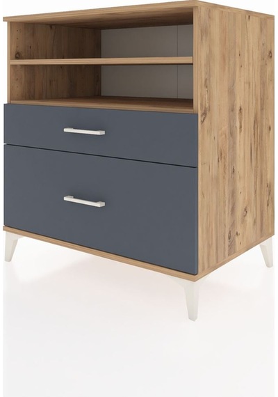 Kronos Şifonyer 2 Raflı 2 Çekmeceli 88x59x96 Çam-antrasit Atlas Çam