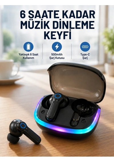 Enc Mikrofonlu Bluetooth 5.4 Kablosuz Kulaklık 40ms Düşük Gecikmeli Tws Kulaklık Çok Renkli