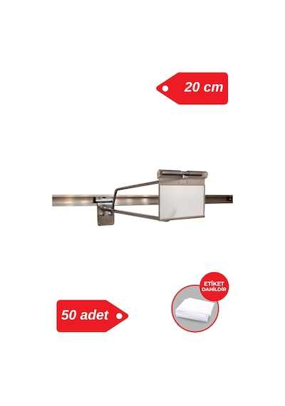 Kanallı Pano Kancası 20 Cm Galvaniz Etiketli Raf Askısı Raf Kancası Mağaza Düzenleme 50 Adet
