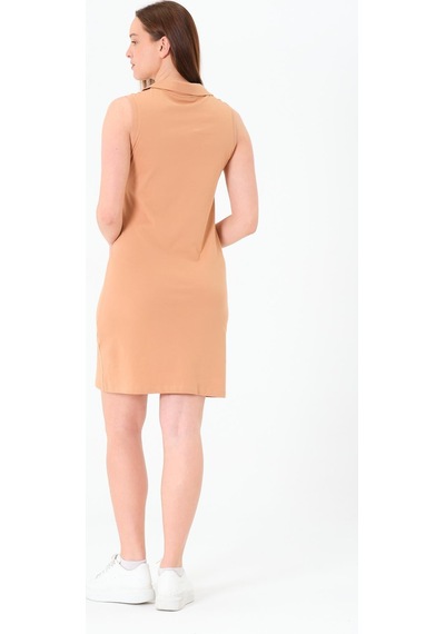 Sortie Collection Polo Yaka Kolsuz Spor Mini Elbise Bej