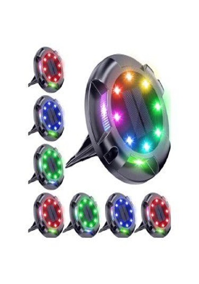 Mobgift 4'lü Solar Panelli Kazıklı Zemin Solar Ledi 8+4 Led Çok Renkli