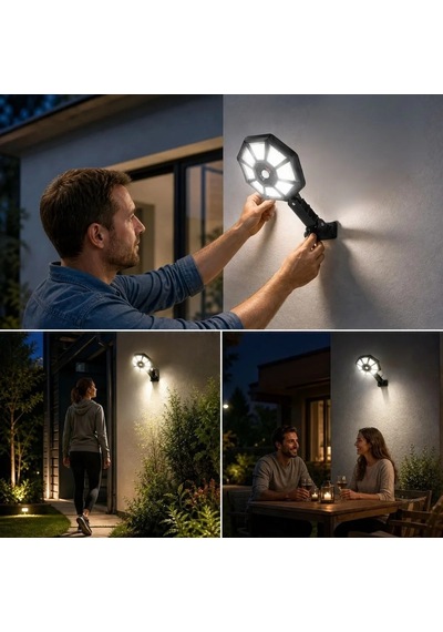 168b Solar Led Büyük Dış Mekân Lambası, Hareket Sensörlü, Kumandalı, 3 Modlu Ultra Parlak Cob Işık, Diğer