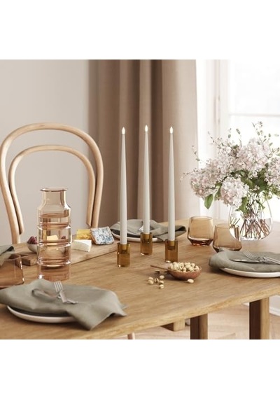 İç Mekan Alevsiz Led Yemek Mumu - 2'li Set - Gerçek Alevli Teknolojisi - Pille Çalışan Mum 38 Cm, Kum Diğer
