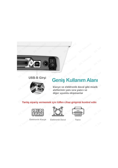 Type-c To Usb-b Yazıcı-midi Kablosu 1.5 Metre