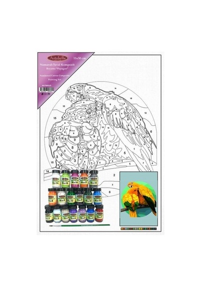 Artebella Numaralı Tuval Kompozit Boyama Antb0010 "Papağan" 35X50