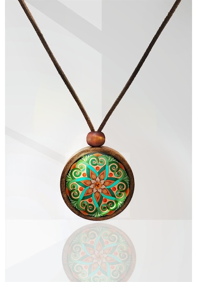 Mandala Ahşap Kolye N11.29017 Çok Renkli