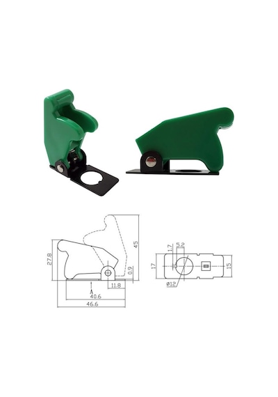 Toggle Switch Emniyet Kapağı Yeşil 12mm Çap Ic-161b