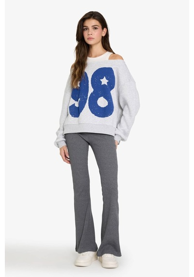 About Blank Defacto Oversize Baskılı Kalın Kumaş Sweatshirt G7172ax25cw Acı Kahverengi